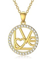elegant love round pendant gold baby necklace